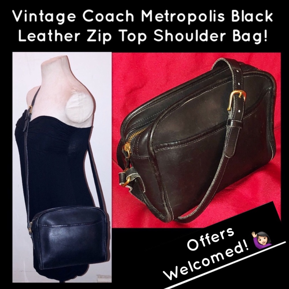 VTG Coach Metropolis Leather Zip Top Shoulder Bag!